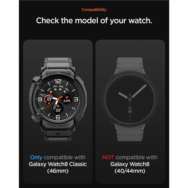 Spigen Rugged Armor Pre kryt s remienkom Galaxy Watch8 Classic (46mm) matne čierny - Puzdra - Obrázok 206f7ae9e9644aef9057de240f6ca039
