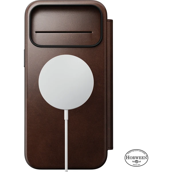 Nomad Modern Leather Folio (Horween) MagSafe kožené puzdro iPhone 18 Pro Max Rustic Brown - Puzdra - Obrázok 2084df06a3414a2f848632dea8a2090c