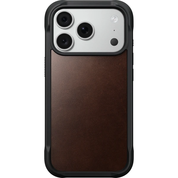 Nomad Rugged Leather (Horween) MagSafe kožený kryt iPhone 17 Pro/18 Pro Rustic Brown - Puzdra - Obrázok 209c127119d942b793c4b012cced2132