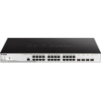 D-Link 24-portový PoE + 4-portový 1 Gbps SFP Metro Ethernet prepínač - Switche