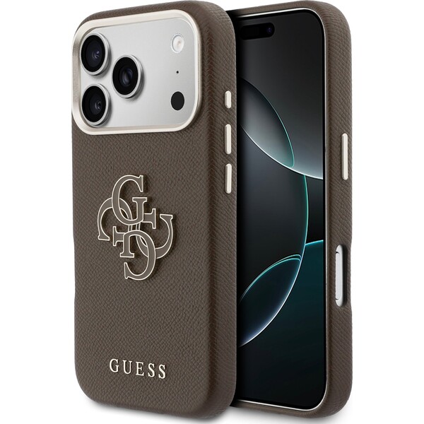 E-shop Guess PU Resin Logo kryt iPhone 17 Pro Max hnedý