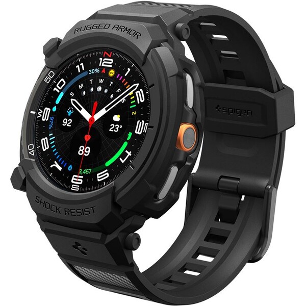 Spigen Rugged Armor Pre kryt s remienkom Galaxy Watch8 Classic (46mm) matne čierny