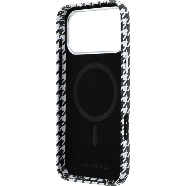 Karl Lagerfeld PU Houndstooth Resin Plate MagSafe kryt iPhone 17 Pro Max čierny - Puzdra - Obrázok 20c7ba0f15834c12871714459ad8bf3a