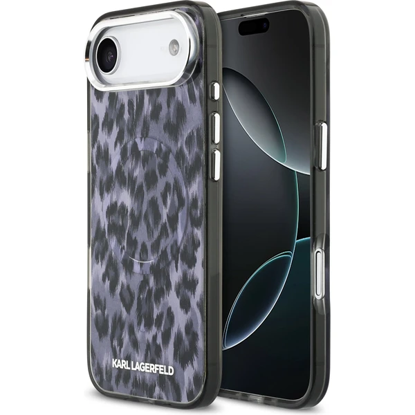 Karl Lagerfeld IML Leopard MagSafe kryt iPhone Air sivý - Puzdra - Hlavný obrázok