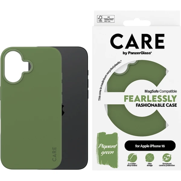 PanzerGlass® CARE kryt Apple iPhone 16 MagSafe Fearlessly zelený - Puzdra - Obrázok 2108000P01