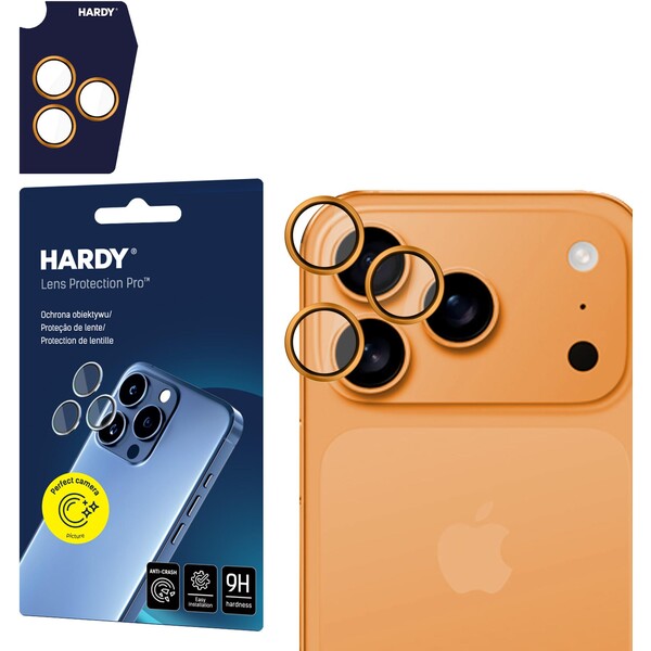 3mk HARDY Lens Protection Pro skla na fotoaparát Apple iPhone 17 Pro /17 Pro Max kozmicky oranžová