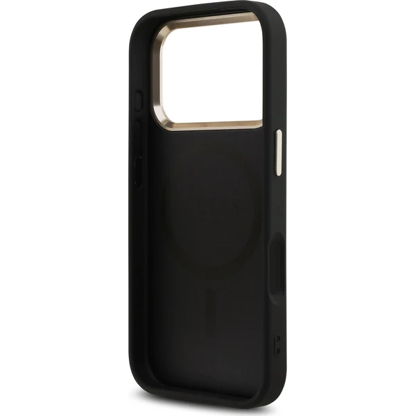 Guess PU Leather 4G Strass Triangle Logo Gold Frame MagSafe Zadný Kryt pre iPhone 18 Pro Black - Puzdra - Obrázok 214f52b0f20f4da48215affefd041933