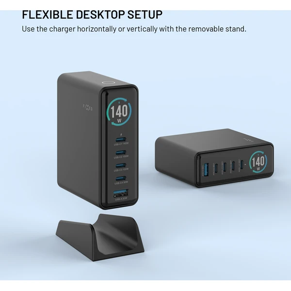 FIXED GaN nabíjecí stanice s displejem, USB-C a USB, PD 3.2 (140W) černá - Nabíjačky - Obrázok 21766b76c5cc42b1bfa1bc0cdd1e63a7