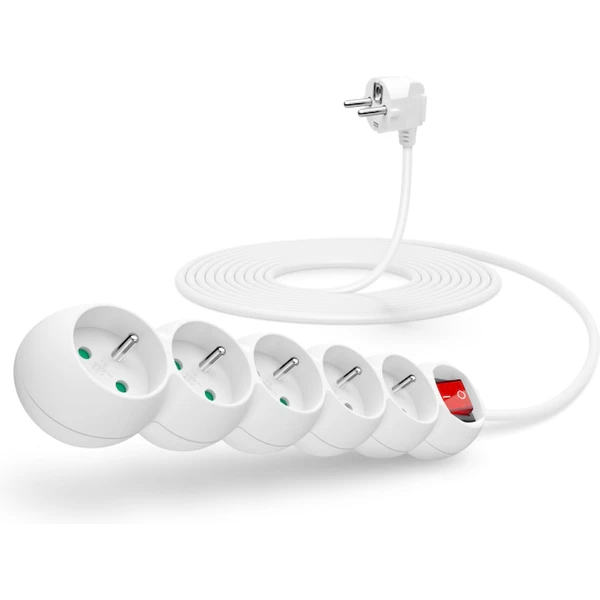 CONNECT IT predlžovací kábel 230V 5 zásuviek s vypínačom 5m biely - Zásuvky - Hlavný obrázok