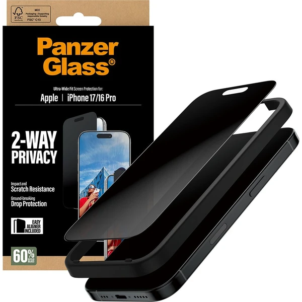 PanzerGlass® Privacy sklo Apple iPhone 17/16 Pro s inštalačným rámčekom - Ochranné fólie a sklo - Obrázok 21KH000K01