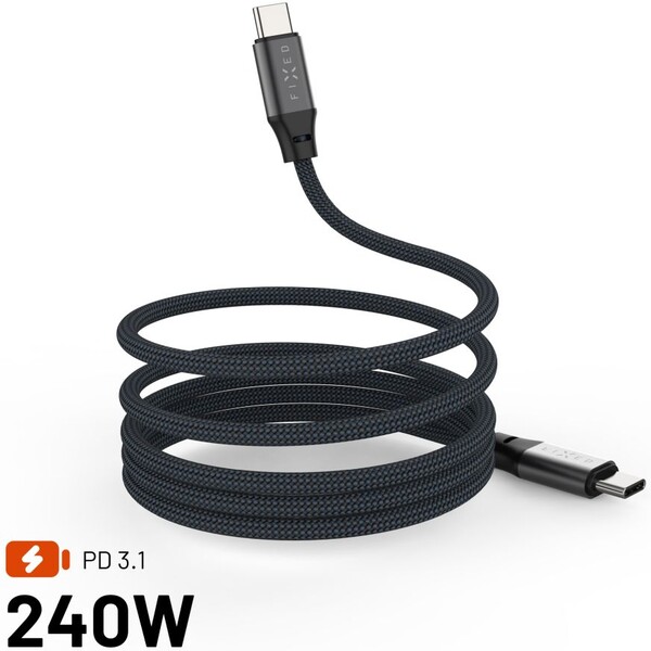 E-shop FIXOVANÝ USB-C/USB-C magnetický napájací kábel 240W 1,2m šedý