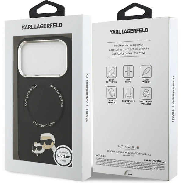 Karl Lagerfeld PU Karl and Choupette Heads Pins MagSafe kryt iPhone 17 Pro čierny - Puzdra - Obrázok 21c741dc4c3b4509b5b770f672065112