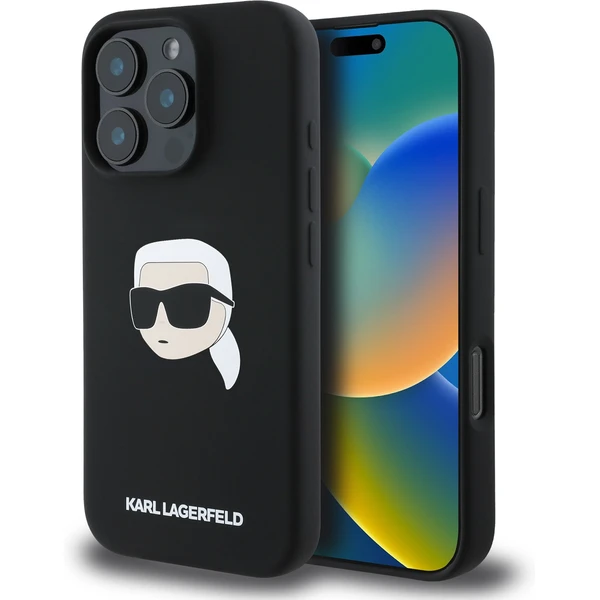 Karl Lagerfeld Liquid Silicone Karl Head MagSafe kryt iPhone 16 Pro čierny - Puzdra - Hlavný obrázok