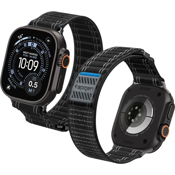 Spigen Fabric Band remienok (suchý zips) Apple Watch 49/46/45/44mm čierny - Remienky - Hlavný obrázok