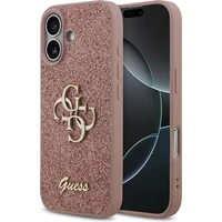 Guess PU Fixed Glitter 4G Metal Logo kryt iPhone 17 ružový - Puzdra