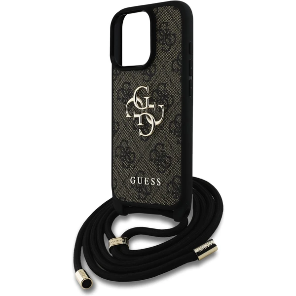 Guess PU 4G Metal Logo Crossbody popruh kryt iPhone 15 Pro Max hnedý - Puzdra - Obrázok 2261f410536243cc9878be454acde52c