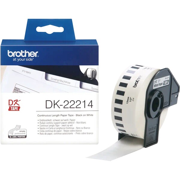E-shop Brother DK-22214 papierová páska čierna na bielej šírka 12 mm