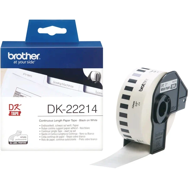 Brother DK-22214 papierová páska čierna na bielej šírka 12 mm - Pásky pre štítkovače - Hlavný obrázok