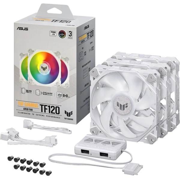ASUS TUF Gaming TF120 120mm ARGB biela 3x120mm - Ventilátory pre PC - Obrázok 22S9000K01