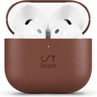 iWant kožené puzdro pre AirPods 4/4 (ANC) hnedé - Puzdra