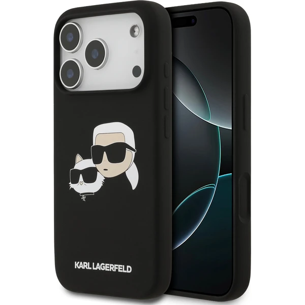 Karl Lagerfeld Liquid Silicone Double Heads MagSafe kryt iPhone 17 Pro čierny - Puzdra - Hlavný obrázok