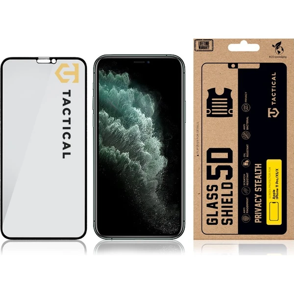 Tactical Glass Shield Privacy Stealth 5D sklo Apple iPhone 11 Pro/XS/X čierne - Ochranné fólie a sklo - Obrázok 23130e43e2724c018003c6b3c43963cc