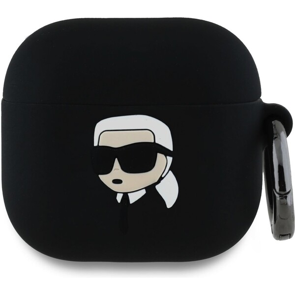 E-shop Karl Lagerfeld 3D Logo NFT Karl Head silikónové puzdro AirPods 4 čierne