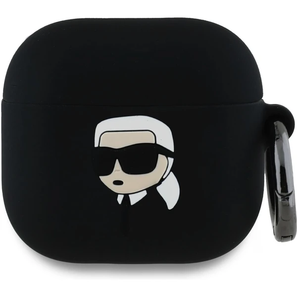 Karl Lagerfeld 3D Logo NFT Karl Head silikónové puzdro AirPods 4 čierne - Puzdra - Hlavný obrázok