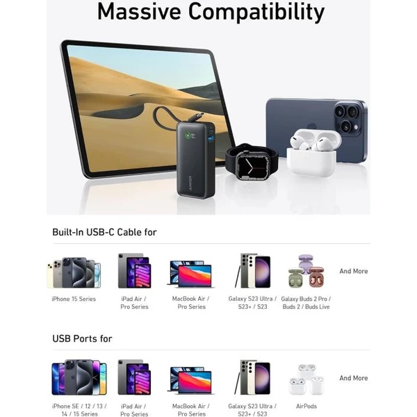 Anker 545 powerbanka 10000mAh, 30W s káblom USB-C čierna - Powerbanky - Obrázok 2319d96fb4764efdbf8383f1c29af7c9