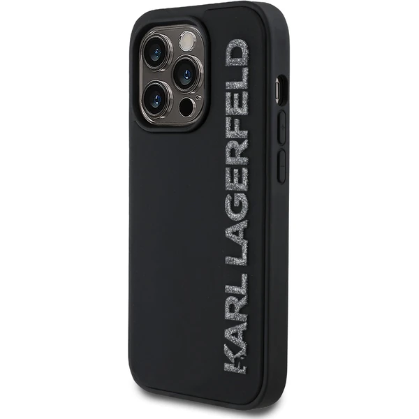 Karl Lagerfeld 3D Rubber Glitter Logo kryt iPhone 14 Pre čierny - Puzdra - Obrázok 2335b852c7514bcebc71a624e2efc9b1