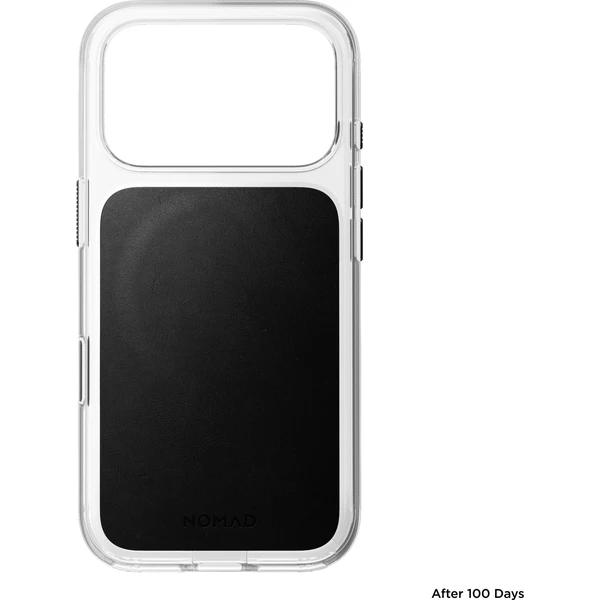 Nomad Clear Leather (Horween) MagSafe kryt iPhone 18 Pro Black - Puzdra - Obrázok 237e68932f8541fc80b051fe99f18b55