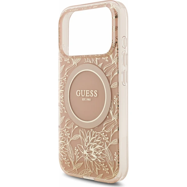 Guess IML Flowers Allover Strap MagSafe Zadný kryt pre iPhone 18 Pro Pink - Puzdra - Obrázok 238fabbd56474ad18867367c63196194