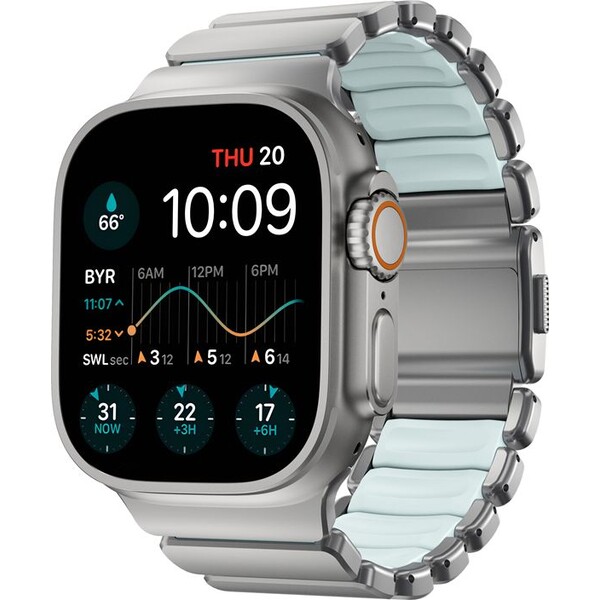 E-shop Náramok Nomad Stratos Band FKM Apple Watch 45/46/49mm Natural Titanium/Icy Blue