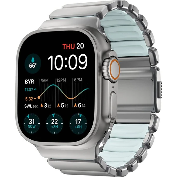 Náramok Nomad Stratos Band FKM Apple Watch 45/46/49mm Natural Titanium/Icy Blue - Remienky - Hlavný obrázok