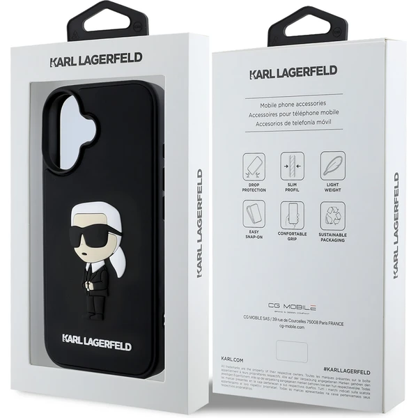 Karl Lagerfeld 3D Rubber Ikonik kryt pre iPhone 16 čierny - Puzdra - Obrázok 23b98afc7f2941baae0bf87c5f59320e