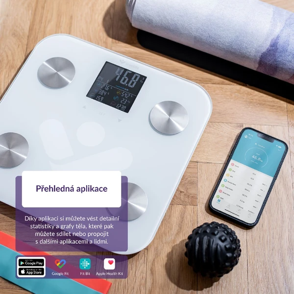 TrueLife FitScale W6 BT múdra váha biela - Inteligentné váhy - Obrázok 2401000J01