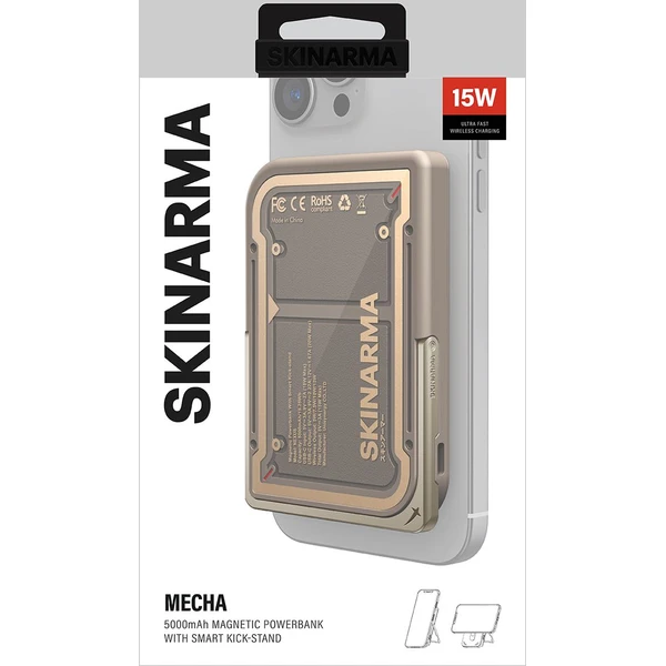 SKINARMA Nexus Mecha MagSafe powerbanka so stojanom, USB-C, PD (5000 mah) zlatá - Powerbanky - Obrázok 240fe66773d54b52b748691ff422130f