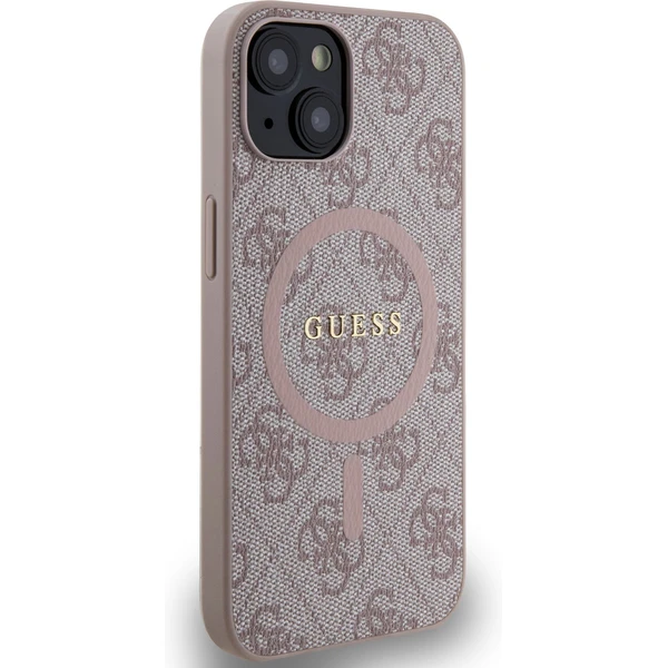 Guess PU Leather 4G Colored Ring MagSafe kryt iPhone 14 ružový - Puzdra - Obrázok 24186cfd32464c079e1a5e1eba1a7915