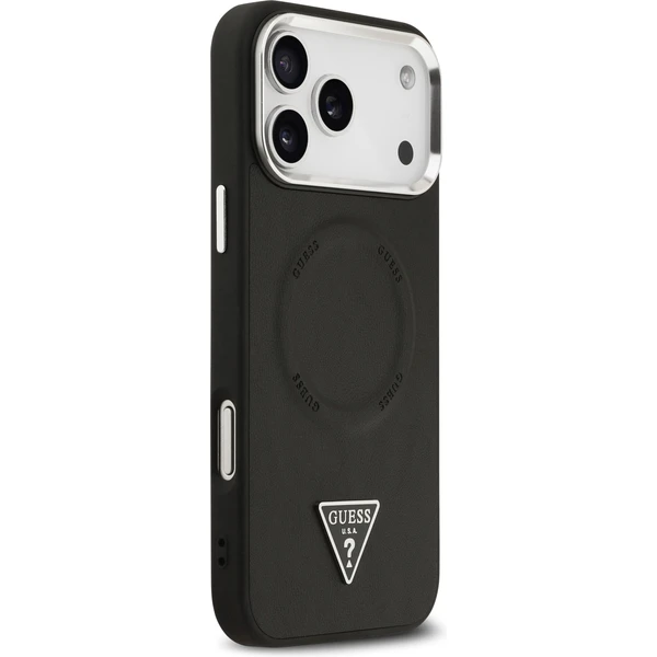 Guess PU Leather Triangle Logo MagSafe kryt iPhone 17 Pro čierny - Puzdra - Obrázok 249ba6fdbdd241218b40476b442327af