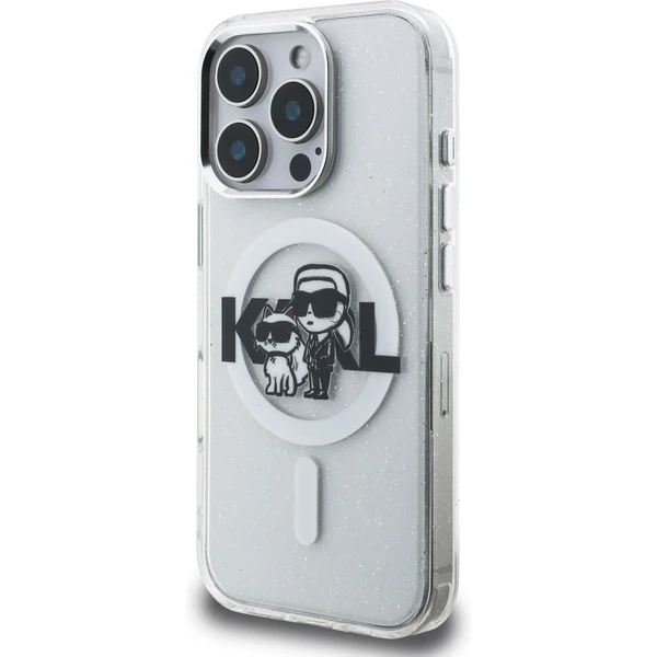 Karl Lagerfeld IML Glitter Karl and Choupette Sketch MagSafe kryt iPhone 16 Pre číry - Puzdra - Obrázok 249ccbcc63fe4f74805bc8253d7329e4