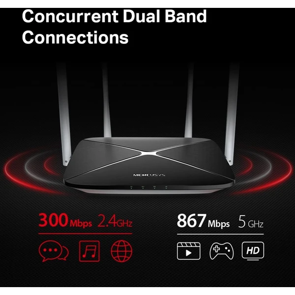 Mercusys AC12 Wi-Fi 5 router čierny - Wi-Fi routery - Obrázok 24R7300401