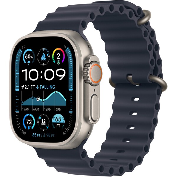 Apple Watch 49/46/45/44mm predĺženie námornícky modrého oceánskeho remienka s prírodným titánom