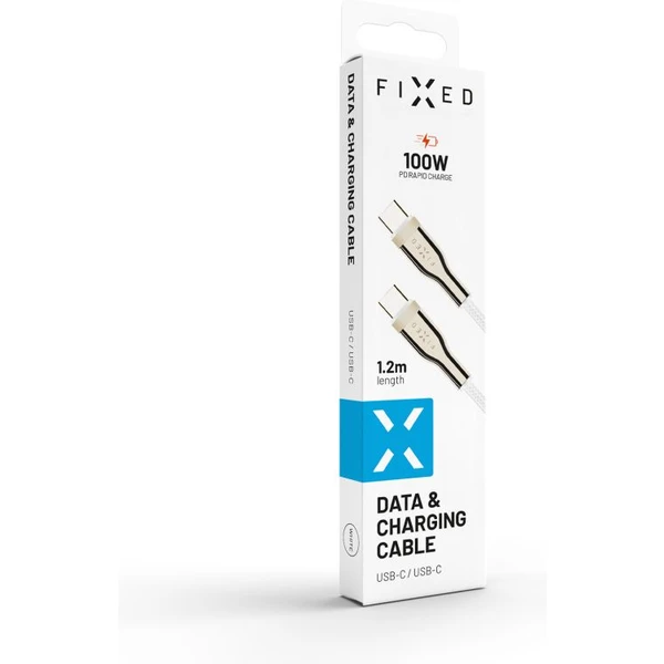 FIXED USB-C/USB-C napájací kábel 100W 1,2m biely - Káble a redukcie - Obrázok 24VO100501