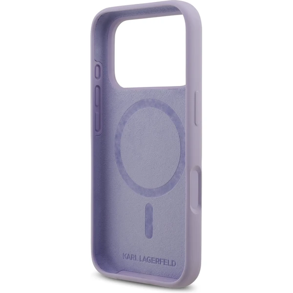 Karl Lagerfeld Liquid Silicone Karl a Choupette MagSafe kryt iPhone 17 Pro fialový - Puzdra - Obrázok 252145113f71426b8720f49a78454581