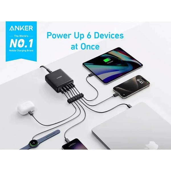 Anker nabíjacia stanica 112W 3xUSB-C, 3xUSB čierna - Nabíjačky - Obrázok 252c120bd8384e84a59f2561f1129971