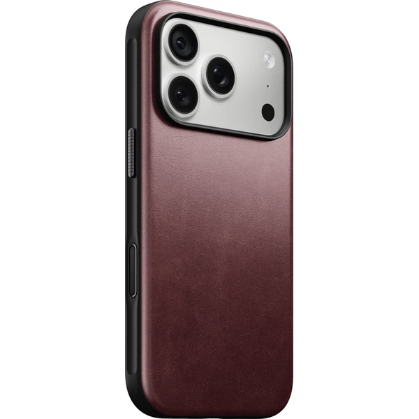 Nomad Modern Leather (Horween) MagSafe kožený kryt iPhone 17 Pro/18 Pro Burgundy - Puzdra - Hlavný obrázok