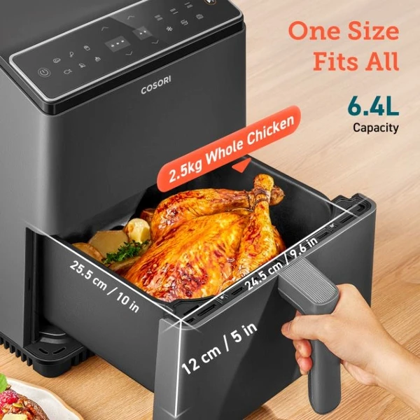 Cosori Dual Blaze 6,4 L SMART teplovzdušná fritéza + 5x špíz a gril. rošt čierna - Fritézy - Obrázok 25331e72fe48435cb26c8f62a73cc590