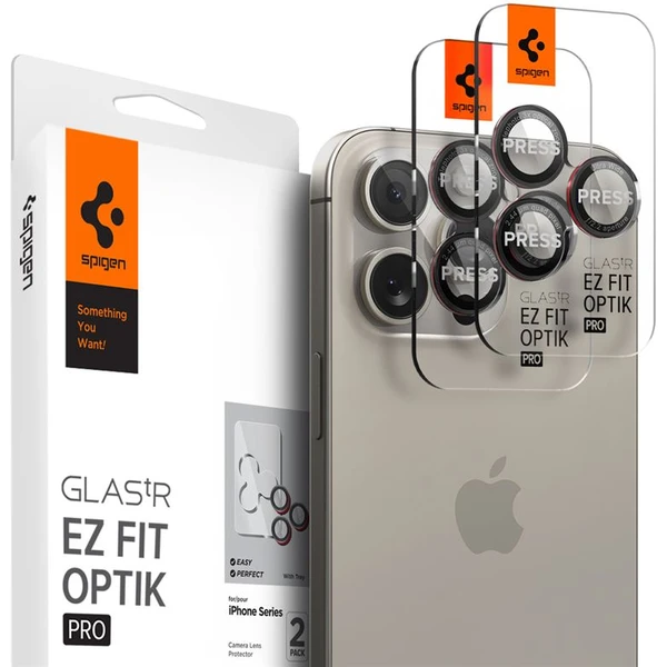 Spigen Glass TR EZ Fit Optik Pro sklá iPhone 17-14 Pro/17-14 Pro Max black/red (2 ks) - Ochranné fólie a sklo - Hlavný obrázok