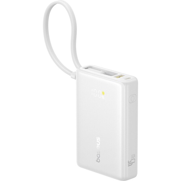 E-shop Baseus PicoGo powerbanka 10000mAh 45W s digitálnym displejom a káblom USB-C biela