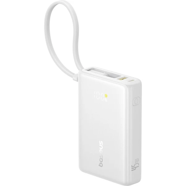 Powerbanka Baseus PicoGo 10000mAh 45W s digitálnym displejom a káblom USB-C biela - Powerbanky - Hlavný obrázok